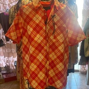 Vibrant Red Plaid Men's Casual Shirt